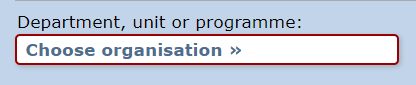 A button with the text: Choose organisation
